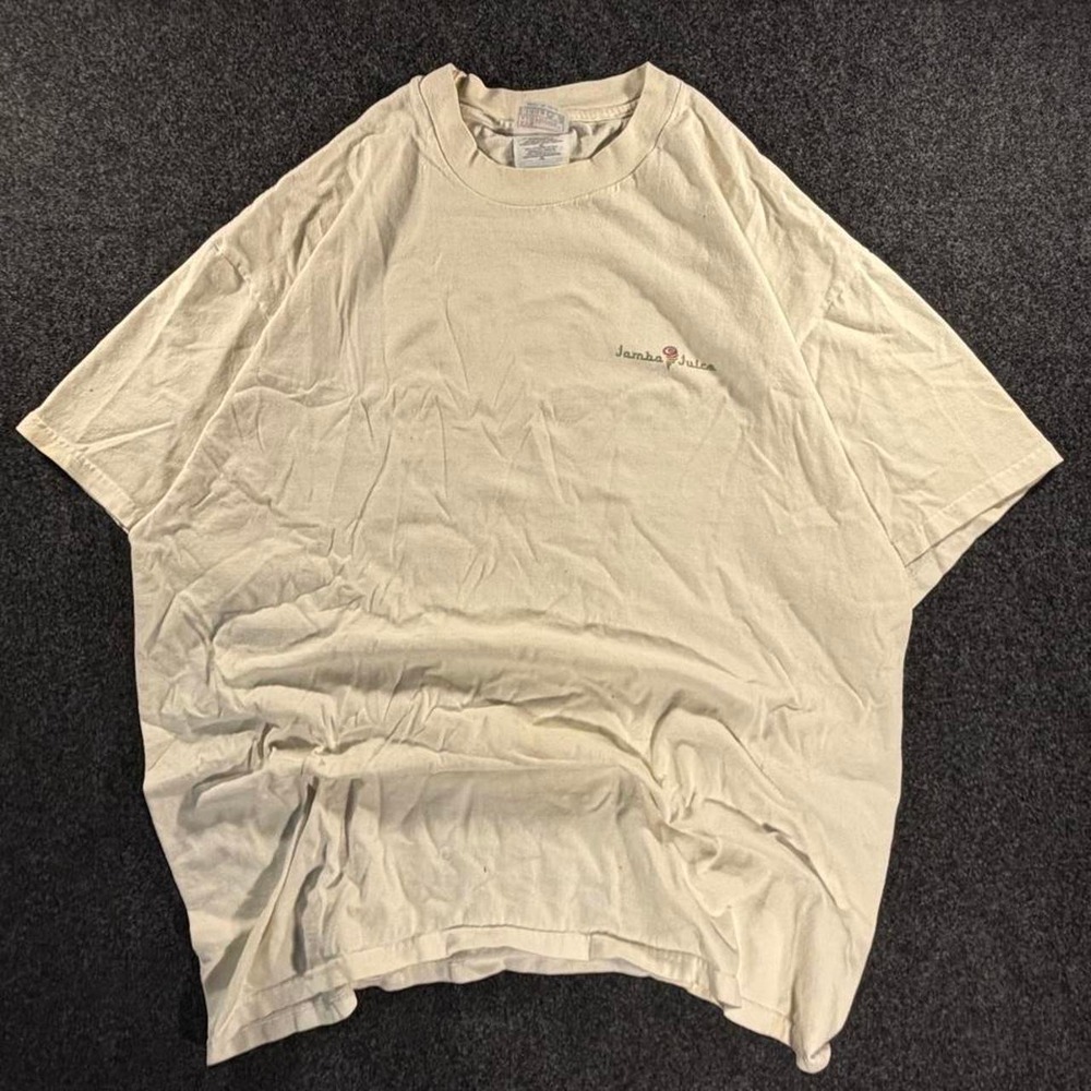 Vintage Jamba Juice Hanes Beefy-T Graphic T-Shirt Mens XL Cream 90s Y2K Tee